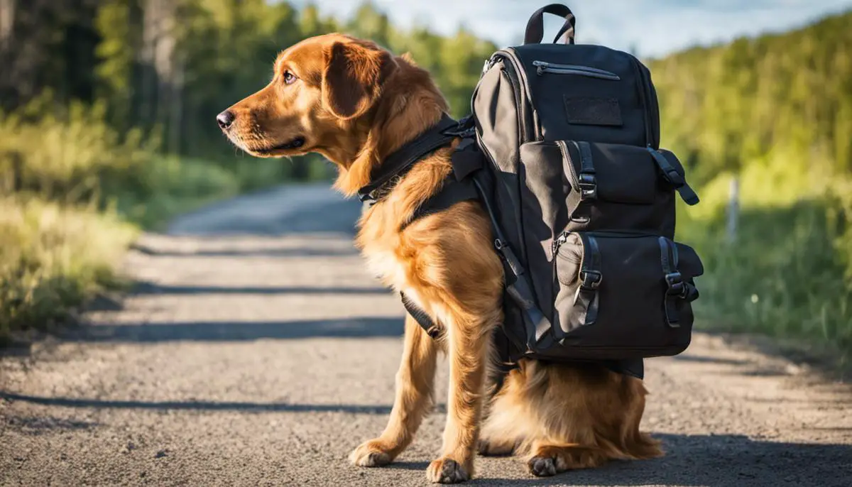 Image of a dog with a backpack ready for a road trip, representing the text above.