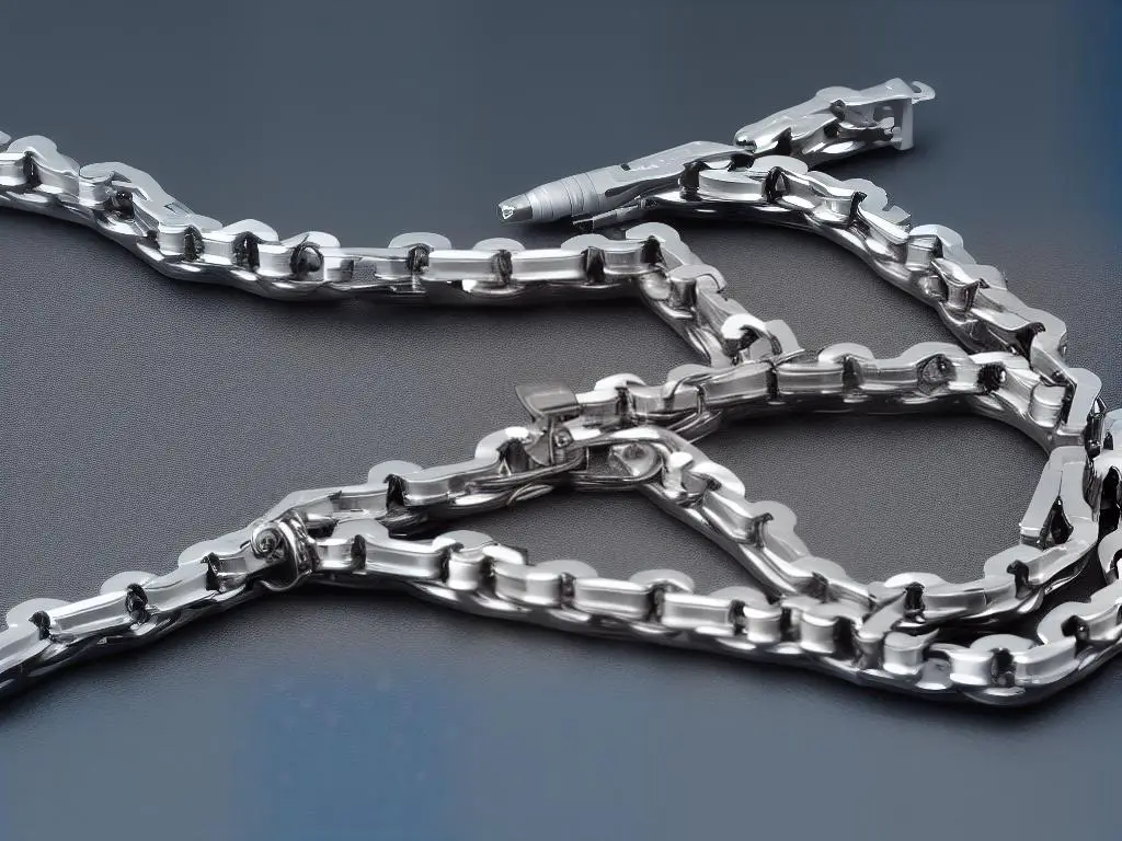 Foldable bike chain on a white background